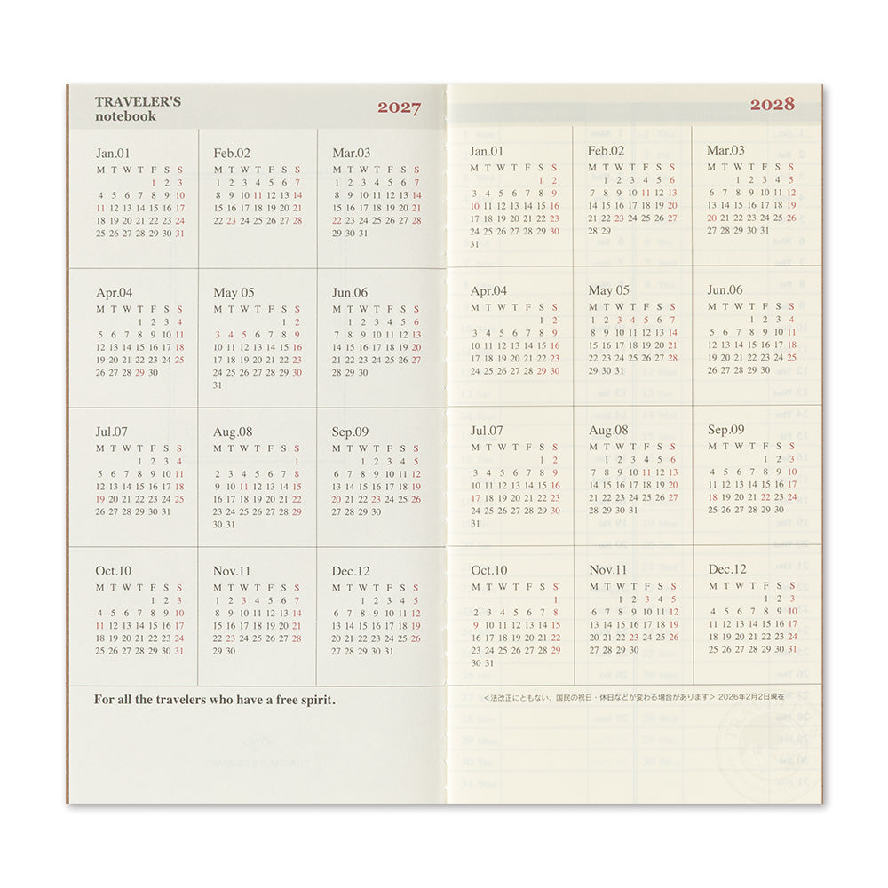 TRAVELER'S DIARY 2027 REGUALR SIZE WEEKLY + MEMO (14502006)