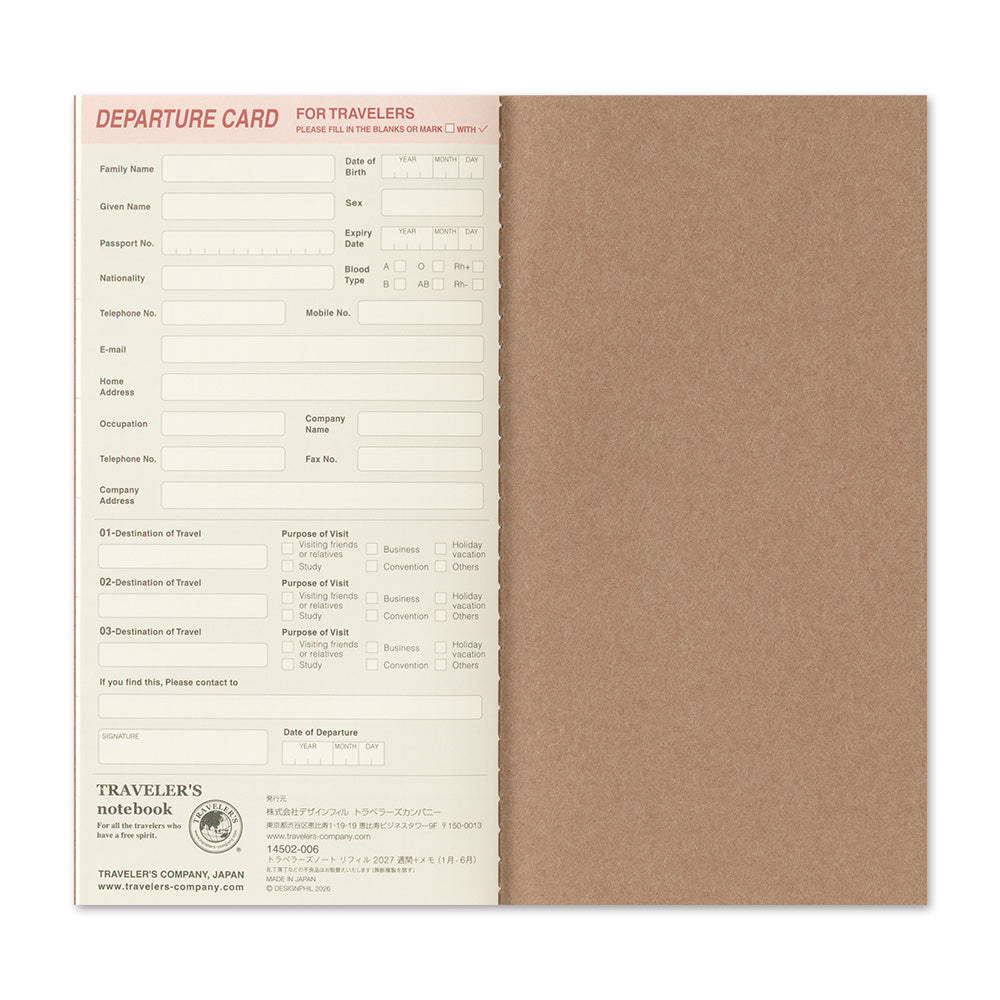 TRAVELER'S DIARY 2027 REGUALR SIZE WEEKLY + MEMO (14502006)