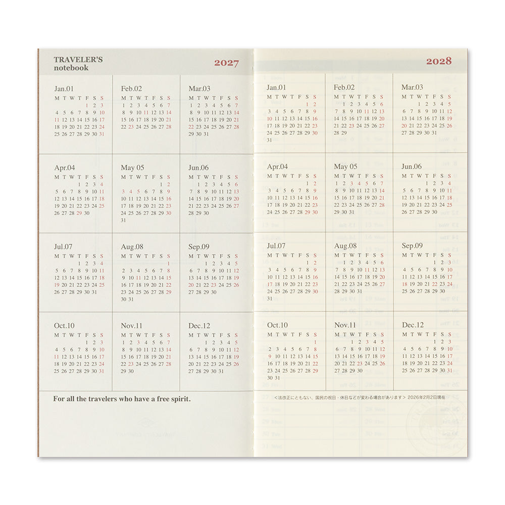 TRAVELER'S DIARY 2027 REGUALR SIZE WEEKLY VERTICAL (14503006)