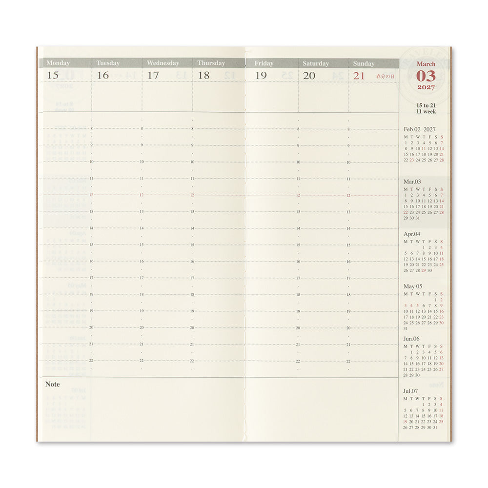 TRAVELER'S DIARY 2027 REGUALR SIZE WEEKLY VERTICAL (14503006)