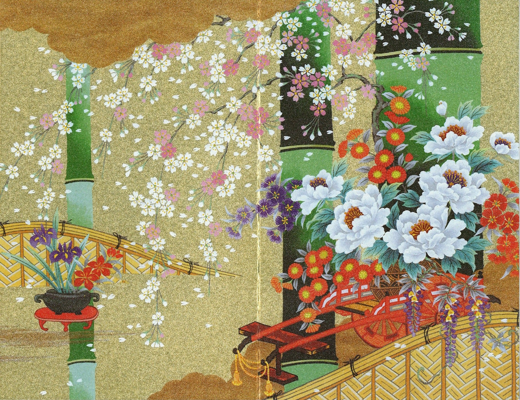 [BLANK]  GOLD BASE: FLOWER & BAMBOO (F25-952)