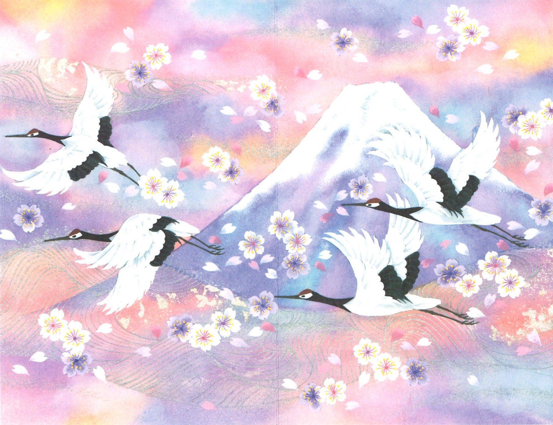 [BLANK]  PURPLE BASE: CRANES & SAKURA (F25-962)