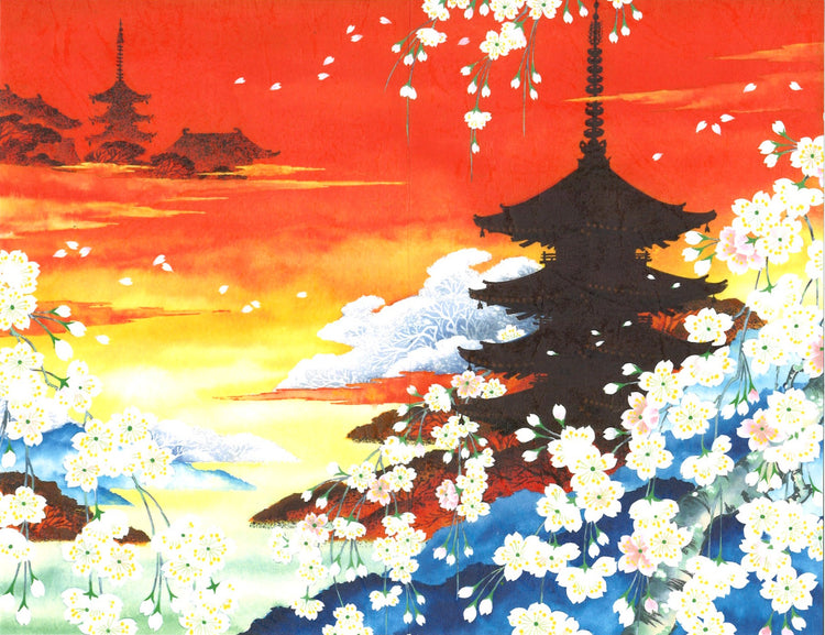 [BLANK]  SUN SET: TEMPLE & SAKURA (F25-943)