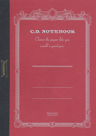 PREMIUM CD NOTEBOOK A5 5MM GRID 96PAGES RED