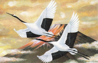 [BLANK] TWO CRANES W/ MT FUJI