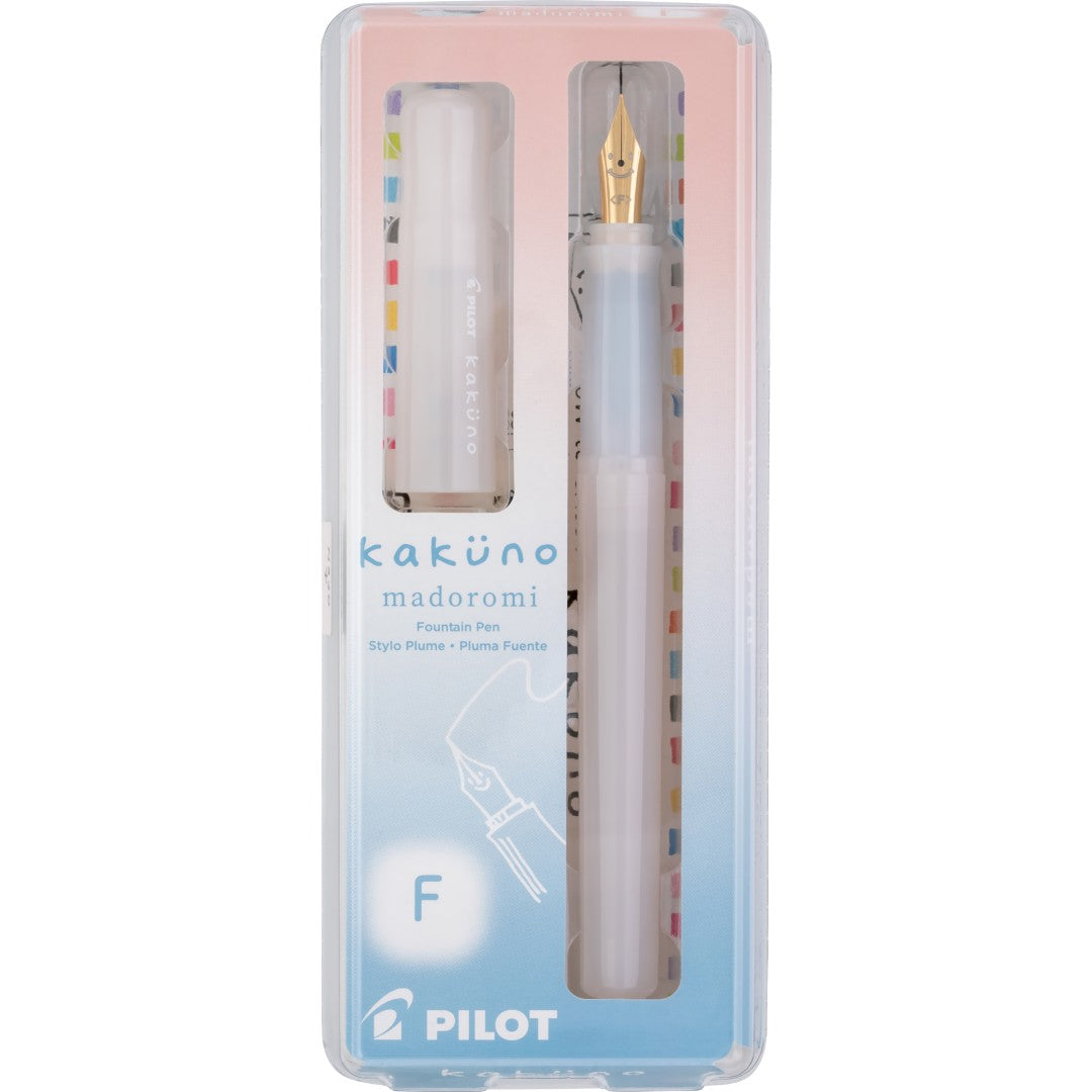 KAKUNO FOUNTAIN PEN MADOROMI FINE GOLD NIB WHITE (KFPM-BLKFWHI)