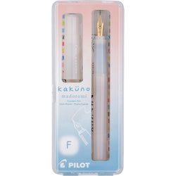 KAKUNO FOUNTAIN PEN MADOROMI FINE GOLD NIB WHITE (KFPM-BLKFWHI)