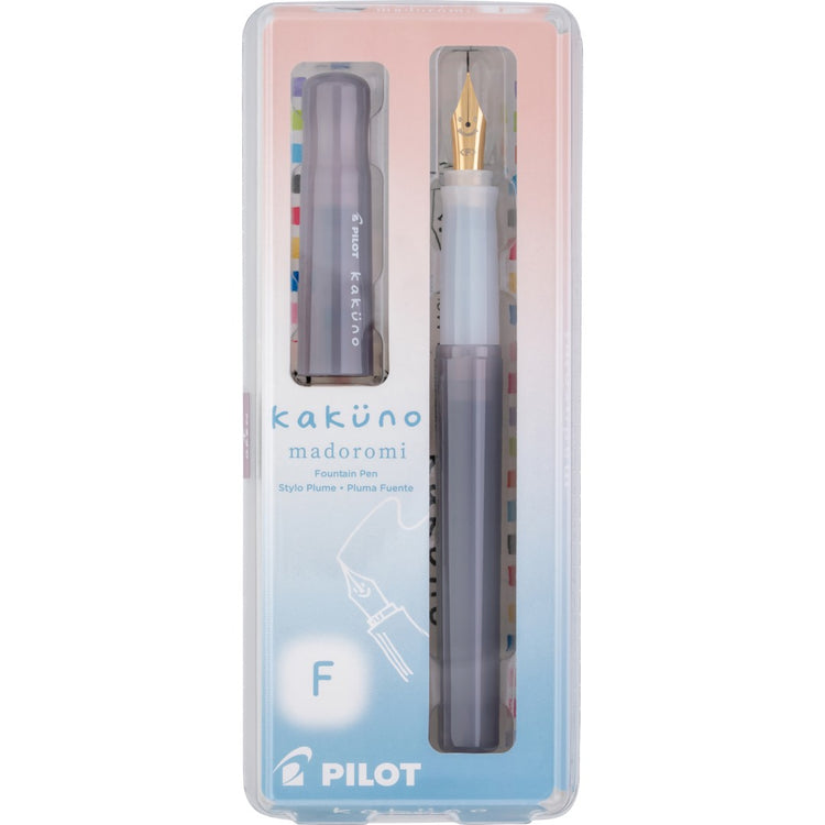 KAKUNO FOUNTAIN PEN MADOROMI FINE GOLD NIB GREY (KFPM-BLKFGRY)