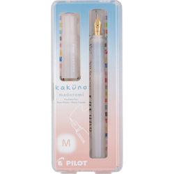 KAKUNO FOUNTAIN PEN MADOROMI MEDIUM GOLD NIB WHITE (KFPM-BLKMWHI)