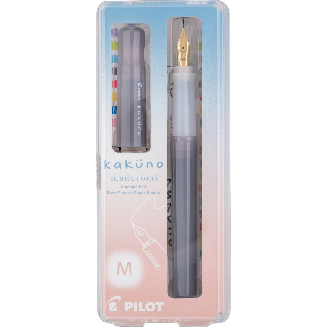 KAKUNO FOUNTAIN PEN MADOROMI MEDIUM GOLD NIB GREY (KFPM-BLKMGRY)
