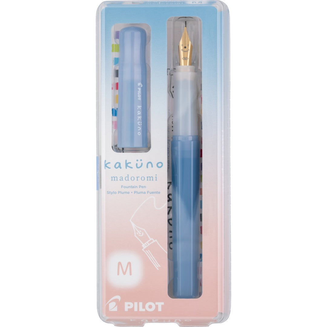 KAKUNO FOUNTAIN PEN MADOROMI MEDIUM GOLD NIB BLUE (KFPM-BLKMPWK)