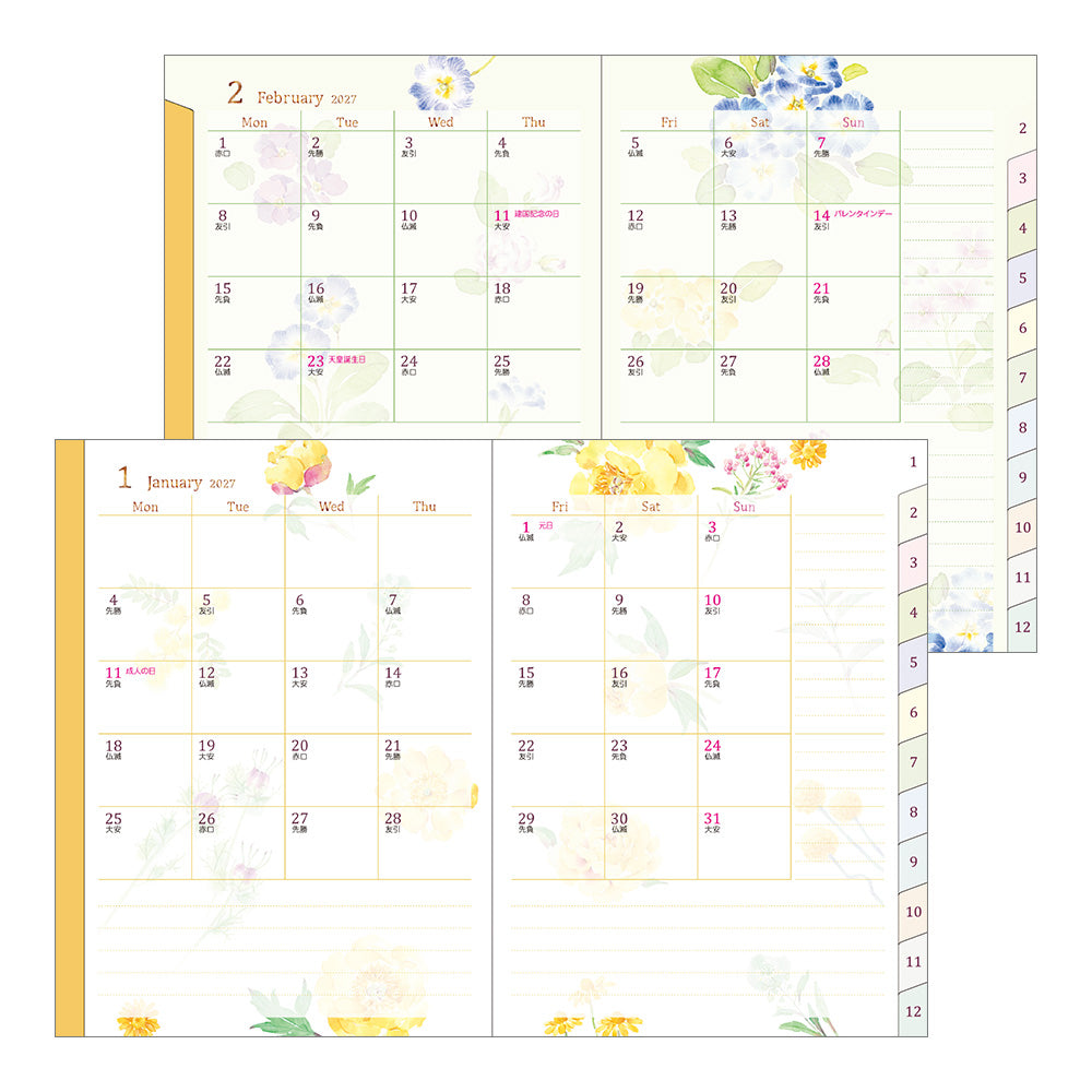 POCKET DIARY A6 COUNTRY TIME FLOWER 2027 (22444006)