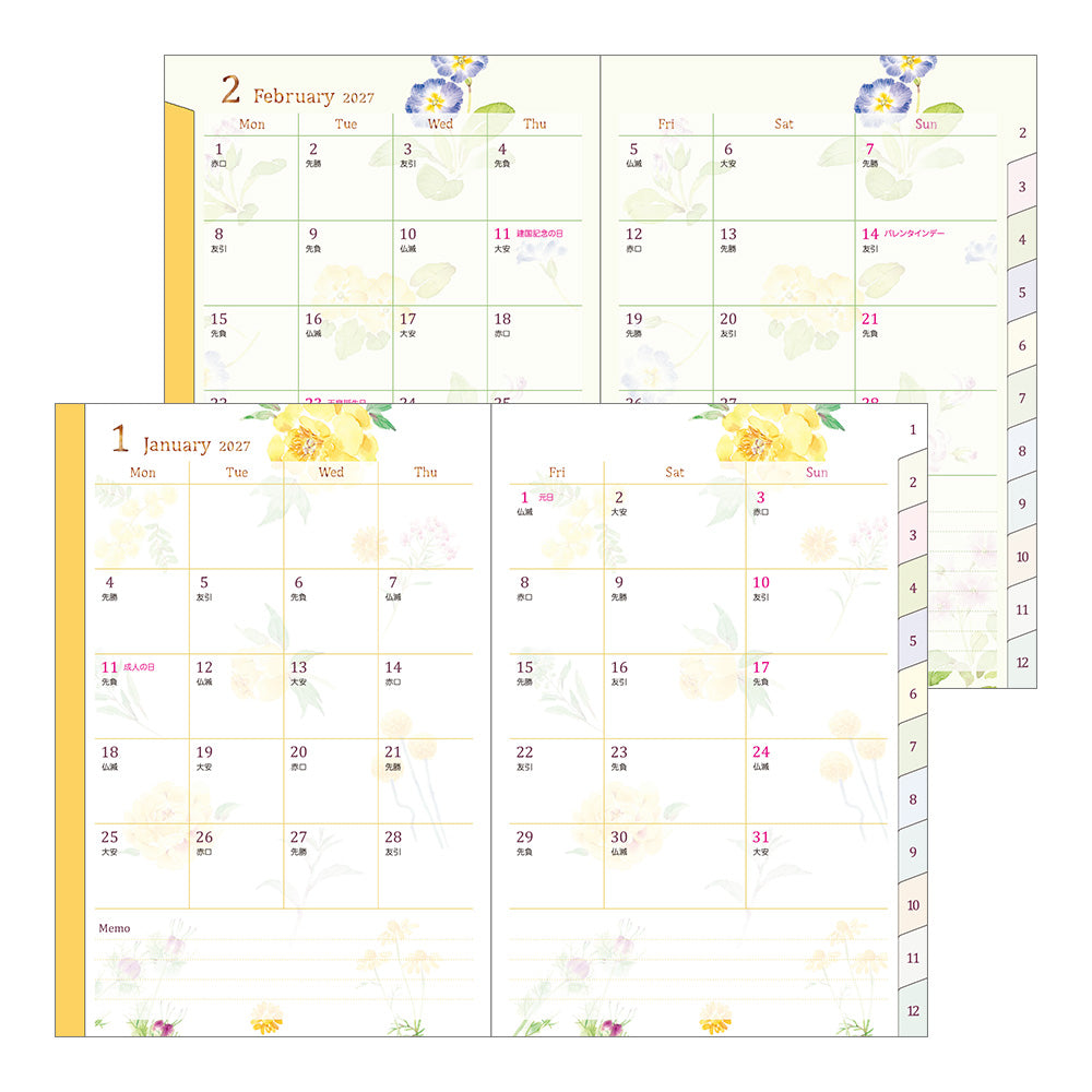 POCKET DIARY B6 COUNTRY TIME FLOWER 2027 (22450006)