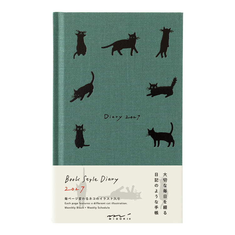 BOOK STYLE DIARY B6 VARIANT CAT GREEN 2027 (22476006)