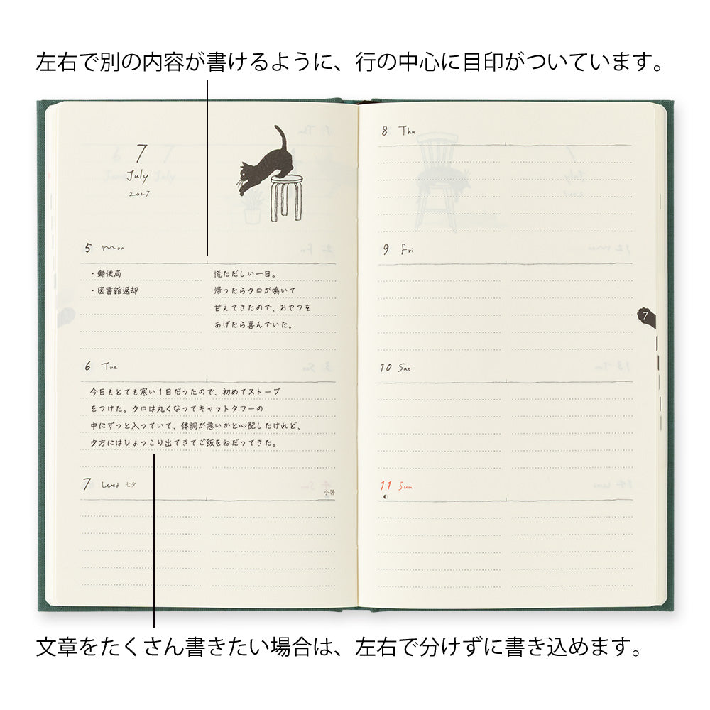 BOOK STYLE DIARY B6 VARIANT CAT GREEN 2027 (22476006)