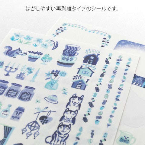 YURU LOG DECORATION STICKER 2 SHEET BLUE NORDIC