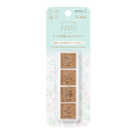YURU LOG PAINTABLE STAMP PRE-INKED FOREST SCENERY
