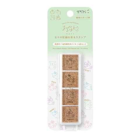 YURU LOG PAINTABLE STAMP PRE-INKED ANIMAL POSES