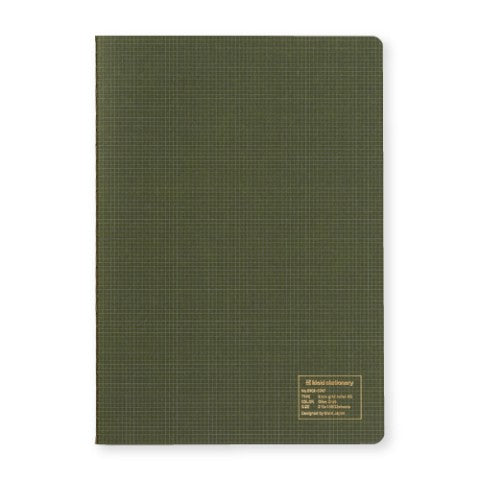 2MM GRID NOTES A5 - OLIVE DRAB - CREAM PAPER