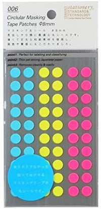 CIRCULAR MASKING TAPE PATCHES 8 MM SHUFFLE NEON