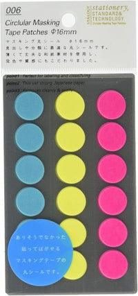 CIRCULAR MASKING TAPE PATCHES 16 MM SHUFFLE NEON