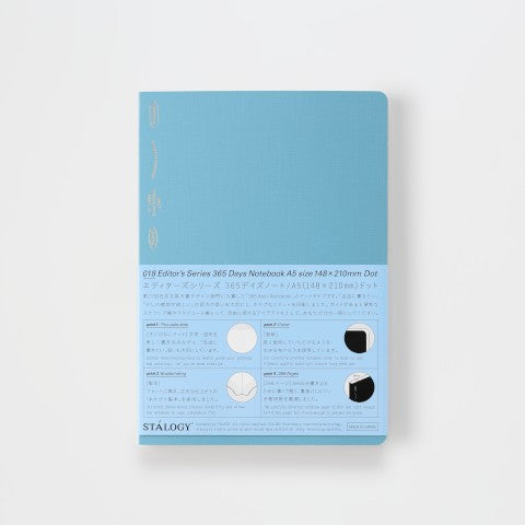 365 DAYS NOTEBOOK DOTTED A5 BLUE