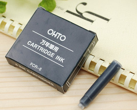 OHTO DUDE FOUNTAIN PEN REFILL 6PCS BLACK