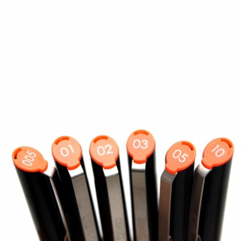 OHTO GRAPHIC LINER NEEDLE POINT DRAWING PEN PIGMENT INK SET OF 6
