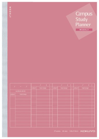 CAMPUS STUDY PLANNER NOTEBOOK A5 WEEKLY PINK