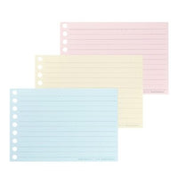 MARUMAN LOOSE LEAF PAPER - MINI B7 MODIFIED - EASY TO WRITE - 6 MM RULE - 3 COLOR ASSORTMENT - 9 HOLES - 90 SHEETS
