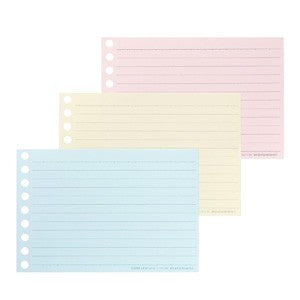 MARUMAN LOOSE LEAF PAPER - MINI B7 MODIFIED - EASY TO WRITE - 6 MM RULE - 3 COLOR ASSORTMENT - 9 HOLES - 90 SHEETS