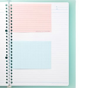 MARUMAN LOOSE LEAF PAPER - MINI B7 MODIFIED - EASY TO WRITE - 6 MM RULE - 3 COLOR ASSORTMENT - 9 HOLES - 90 SHEETS