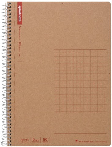 MARUMAN SPIRAL NOTE BASIC NOTEBOOK A5 5MM GRAPH 80 SHEETS