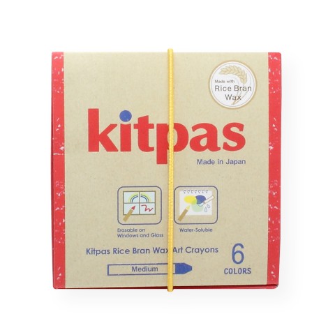 KITPAS RICE BRAN WAX ART CRAYONS 6 COLORS