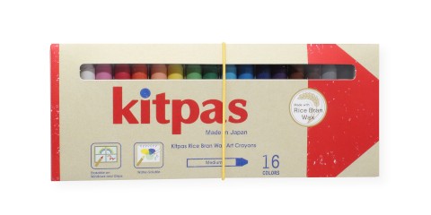 KITPAS RICE BRAN WAX ART CRAYONS 16 COLORS
