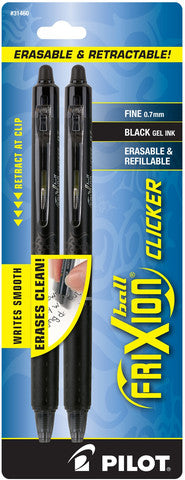 FRIXION BALL CLICKER ERASABLE 0.7MM 2 PACK INK:BLACK