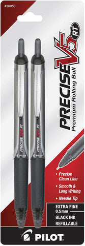 PRECISE V5 RT EXTRA FINE 0.5MM BLACK 2PCS PACK