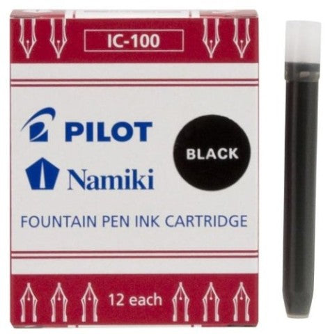 PILOT NAMIKI FOUNTAIN PEN REFILL IC100 BLK 12PCS PACK