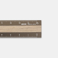 ALUMINUM WOODEN RULER 15CM BROWN