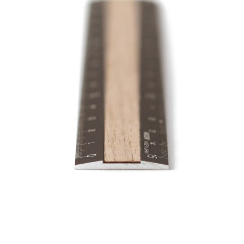 ALUMINUM WOODEN RULER 15CM BROWN