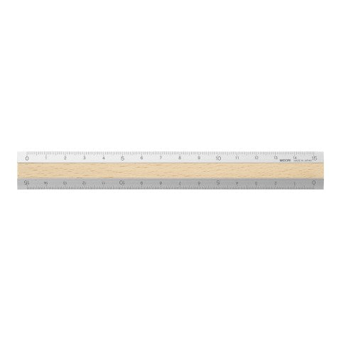 ALUMINUM WOODEN RULER 15CM LIGHT BROWN