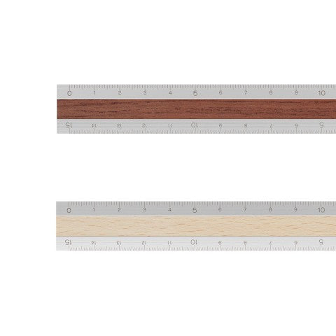 ALUMINUM WOODEN RULER 15CM LIGHT BROWN
