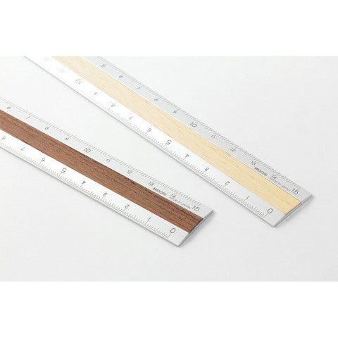 ALUMINUM WOODEN RULER 15CM LIGHT BROWN