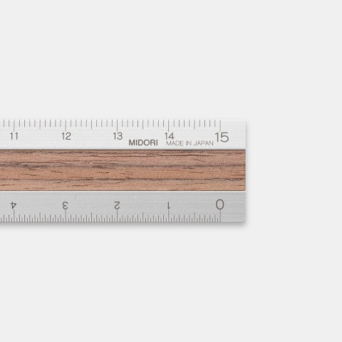 ALUMINUM WOODEN RULER 15CM DARK BROWN A