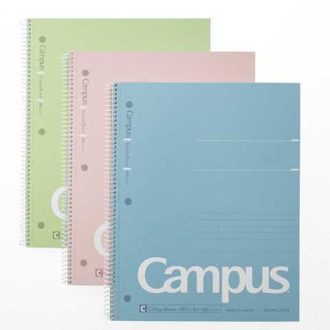 CAMPUS SPIRAL NOTEBOOK COLLEGE RULED 80 SHEETS 3 PACK