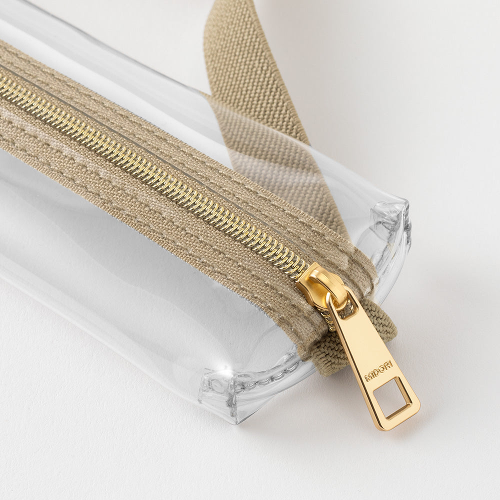 BOOK BAND PEN CASE B6 - A5 CLEAR × BEIGE (41852006)