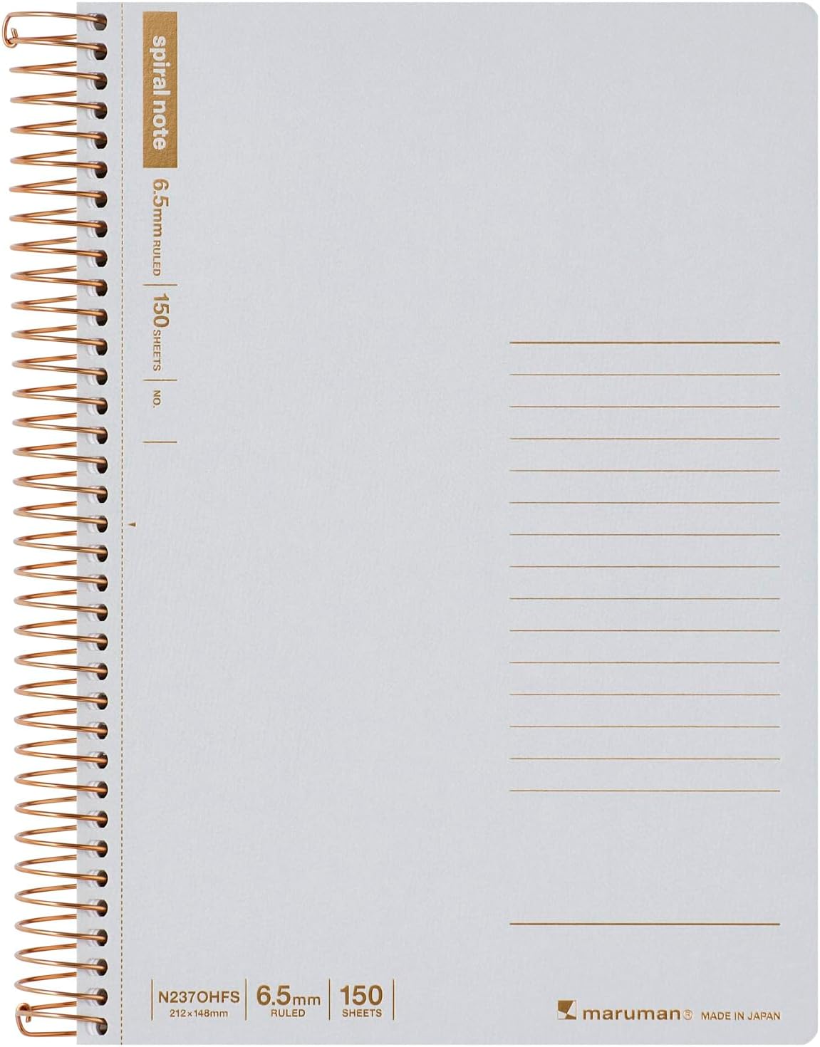 SPIRAL NOTE BASIC NOTEBOOK A5 LINE 6.5MM 150 SHEETS GREY (N237OHFS-51)