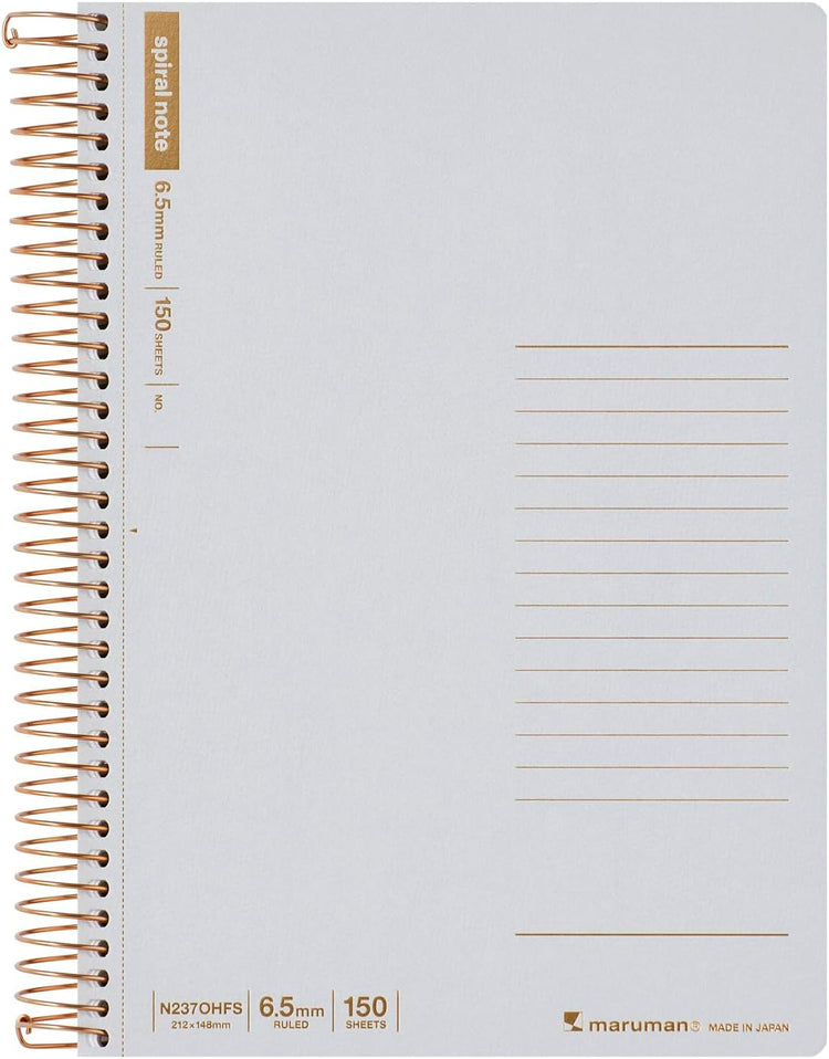SPIRAL NOTE BASIC NOTEBOOK A5 LINE 6.5MM 150 SHEETS GREY (N237OHFS-51)