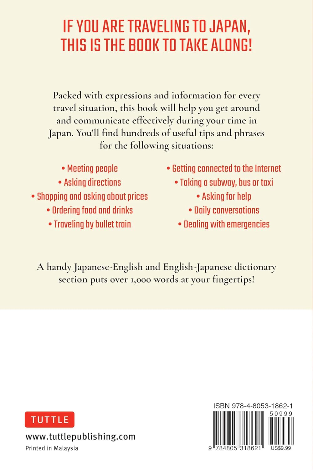 JAPANESE FOR TRAVELERS PHRASEBOOK & DICTIONARY