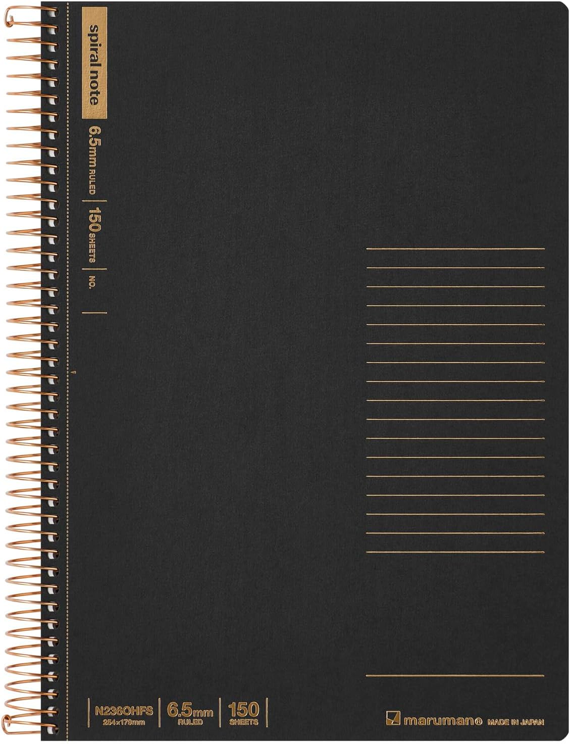 SPIRAL NOTE BASIC NOTEBOOK B5 LINE 6.5MM 150 SHEETS BLACK (N236OHFS-05)